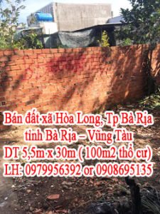 Bán đất xã Hòa Long, Tp Bà Rịa , tỉnh Bà Rịa – Vũng Tàu