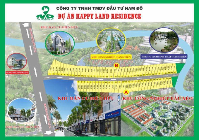 Đất nền dự án Happy Land Residence có sổ hồng riêng từng nền