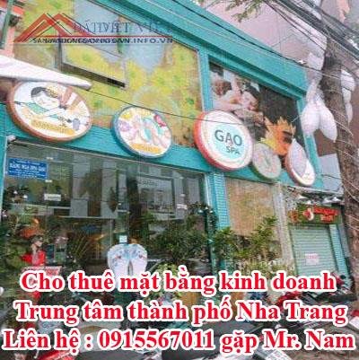 Cho thuê mặt bằng kinh doanh Trung tâm thành phố Nha Trang.
