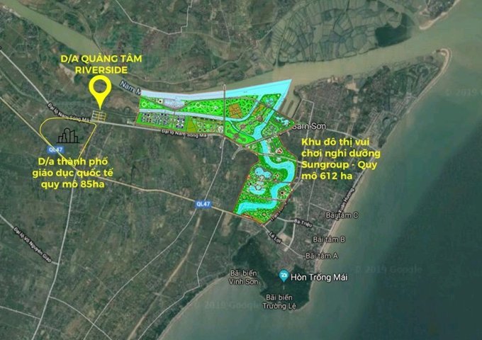 Bán gấp  lô đất hướng nam dự án đất nền Quảng Tâm ngay cạnh siêu dự án của Sun Group Sầm Sơn