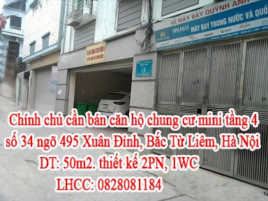 Chính chủ cần bán căn hộ chung cư mini tầng 4 số 34 ngõ 495 Xuân Đỉnh, Bắc Từ Liêm, Hà Nội.