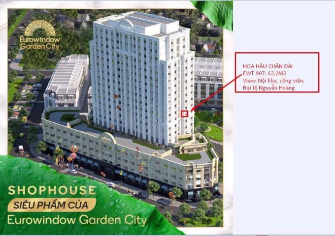 Bán căn hộ chung cư tại Dự án Eurowindow Park City, Thanh Hóa,  Thanh Hóa diện tích 62.2m2  giá 17 Triệu/m²