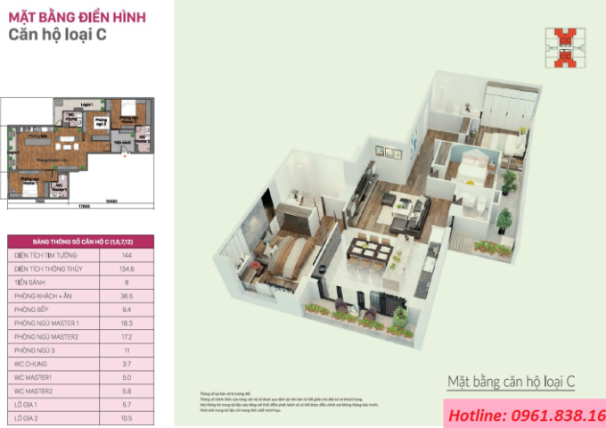 Bán suất nội bộ căn hộ 3PN chung cư cao cấp The Legacy 106 Ngụy Như Kon Tum. giá ưu đãi