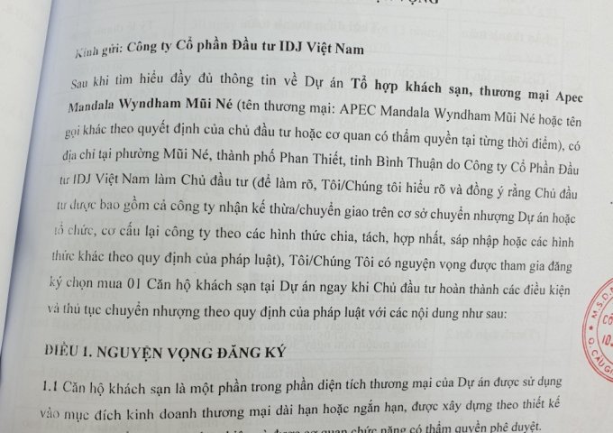 CHÍNH CHỦ CHUYỂN NHƯỢNG LẠI CĂN HỘ APEC MŨI NÉ