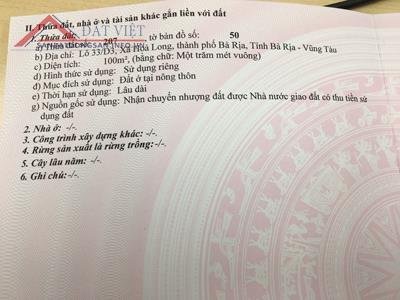 Đất sổ đỏ Bà Rịa, xây dựng tự do dự án Sea Dragon Liên hệ : 0907140246