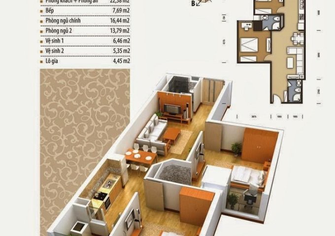 Chủ nhà gửi bán căn hộ chung cư 2PN The Pride - Tố Hữu. CT4 căn 06 tầng trung, 1Ty650 bao phí