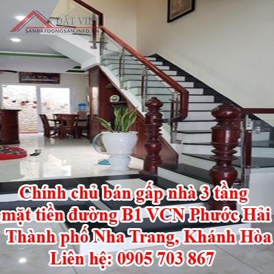 Chính chủ bán gấp nhà 3 tầng mặt tiền đường B1 VCN Phước Hải, Thành phố Nha Trang, Khánh Hòa