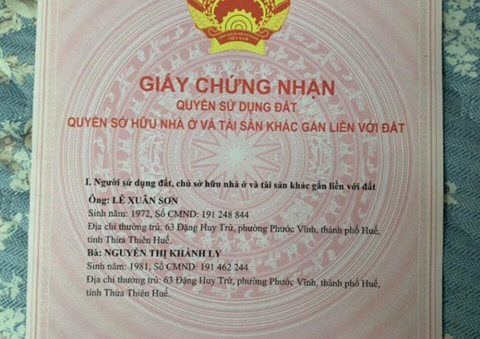 bán đất kiệt 16/46 Nguyễn Thái Học - Huế