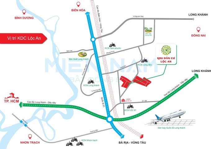 Bán đất nền dự án tại Dự án Lộc An Residence, Long Thành, Đồng Nai diện tích 130m2 giá 5.5 Triệu/m²