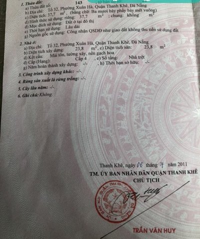 Chính chủ bán nhà trung tâm thành phố K339 - H24/5 Trần Cao Vân, quận Thanh Khê