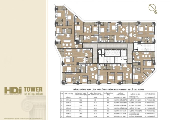 Bảng giá dự án HDI Tower - quỹ căn đẹp nhất view hồ Bảy Mẫu, full nội thất liền tường - 0965800948