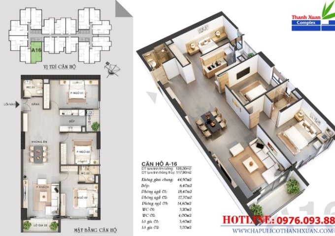 Bán căn hộ 18 24T3 Hapulico ,số 1 NGuyễn Huy tưởng Thanh Xuân , HN, 3 phòng ngủ
