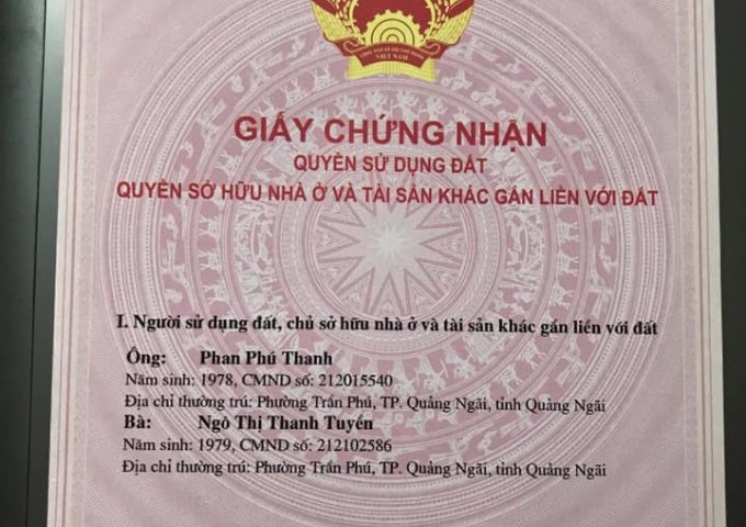 Chính chủ cần bán nhà đường Nguyễn Tấn Kỳ, P Trần Phú, tp Quảng Ngãi