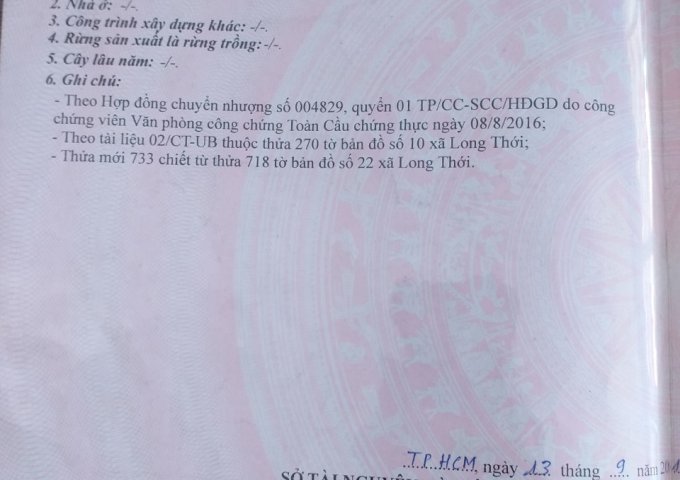 bán đất hẻm 484 nguyễn văn tạo , long thới, nhà bè DT: 8.05 x 15.6m hẻm trước đất 6m 