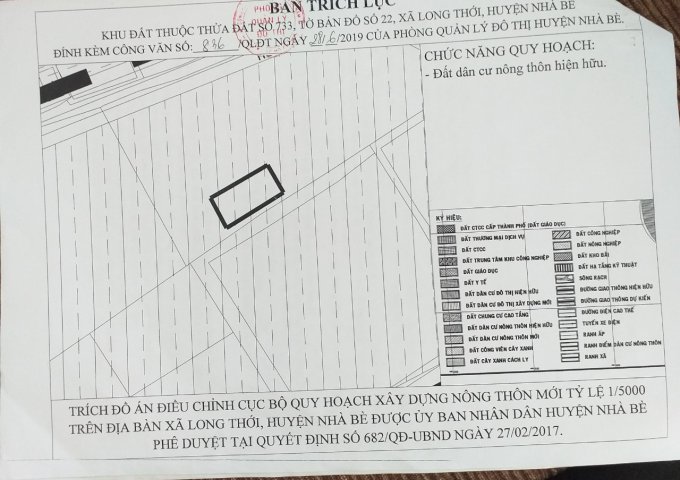 bán đất hẻm 484 nguyễn văn tạo , long thới, nhà bè DT: 8.05 x 15.6m hẻm trước đất 6m 