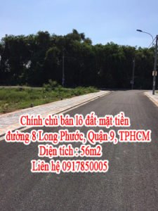 Chính chủ bán gấp lô đất mặt tiền đường 8 Long Phước, Quận 9, TPHCM