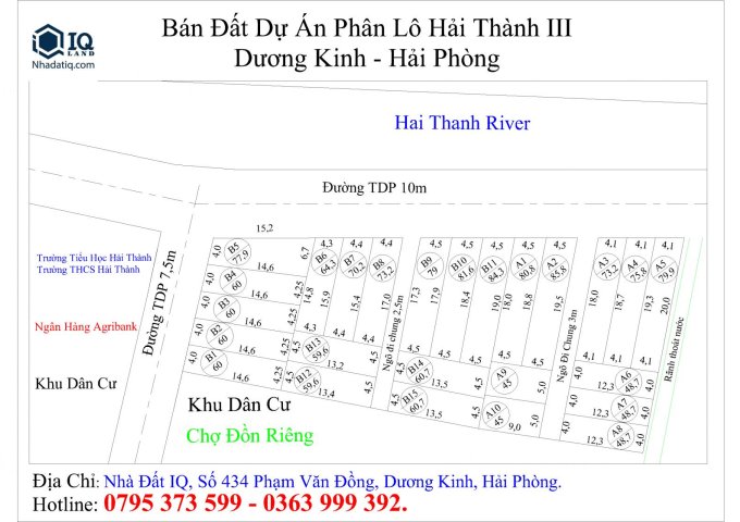 Bán đất phân lô siêu đẹp khu Hải Thành 3