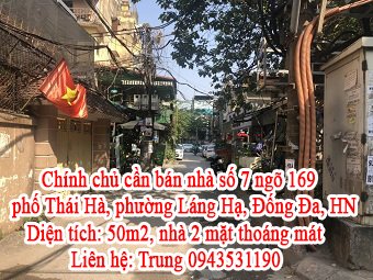 Bán nhà ngõ 169 phố Thái Hà, Đống Đa sổ đỏ chính chủ 50m2, LH: 0943531190