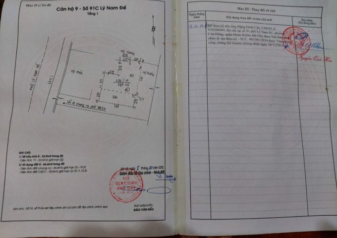 Cần bán nhà tầng 1 nhà 2 tầng trong ngõ 91c lý nam đế, Hoàn Kiếm, Hà Nội.