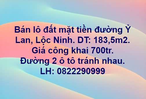  Bán đất tại Đường Ỷ Lan, Đồng Hới, Quảng Bình diện tích 183.5m2