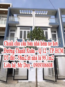Cần bán nhà hẻm 280 đường Thạnh Xuân 25, Quận 12-TP Hồ Chí Minh