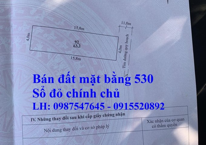 Bán đất mặt bằng 530 tp Thanh Hóa, sổ đỏ chính chủ, hướng Đông Nam đường 11m, tp Thanh Hóa đối diện khách sạn Mường Thanh
