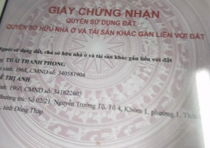 Chính chủ bán đất thổ cư, 125m2, phường Mỹ Phú, Cao Lãnh, Đồng Tháp.