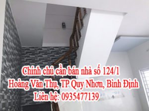 Chính chủ cần bán nhà Tại: 124/1 Hoàng Văn Thụ, TP Quy Nhơn, Bình Định