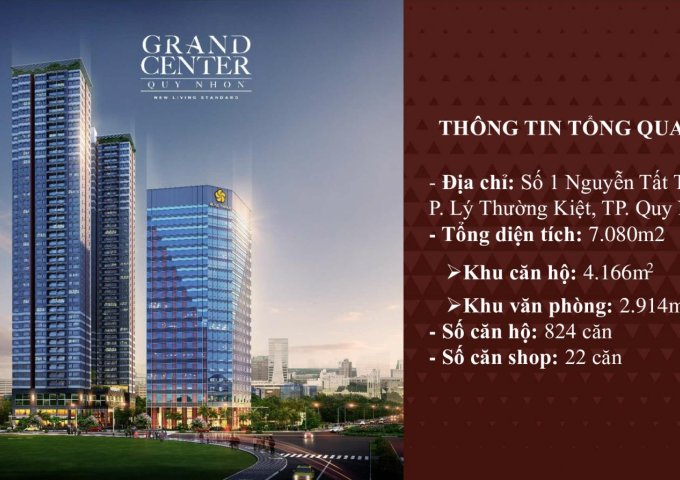 Mở Bán Căn Hộ GRAND CENTER QUY NHƠN Hưng Thịnh Corp Giá Tốt  từ 38tr/m2 , ck 1-18% ngày mở bán 