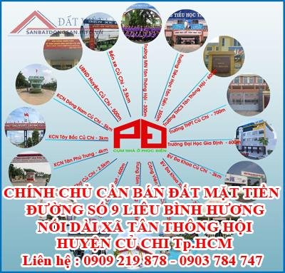 CHÍNH CHỦ CẦN BÁN ĐẤT MẶT TIỀN ĐƯỜNG SỐ 9 LIÊU BÌNH HƯƠNG NỐI DÀI XÃ TÂN THÔNG HỘI HUYỆN CỦ CHI Tp.HCM