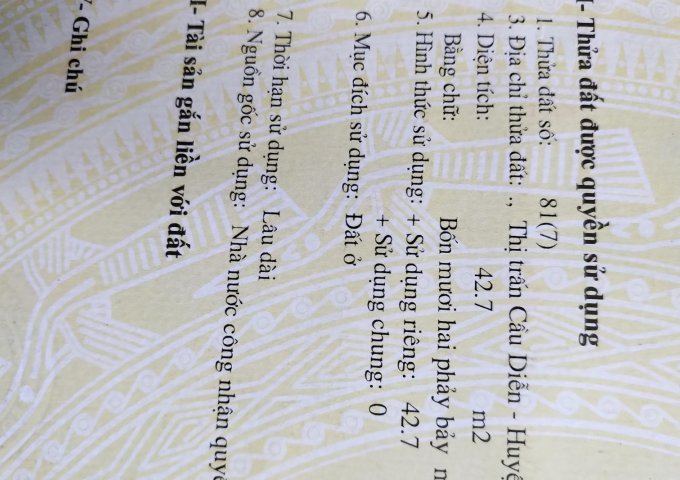 CHÍNH CHỦ CẦN BÁN MẢNH ĐẤT SỔ ĐỎ: ĐỊA CHỈ 614 NGÁCH 199/18 NGÕ 199 ĐƯỜNG HỒ TÙNG MẬU, P CẦU DIỄN, Q NAM TỪ LIÊM