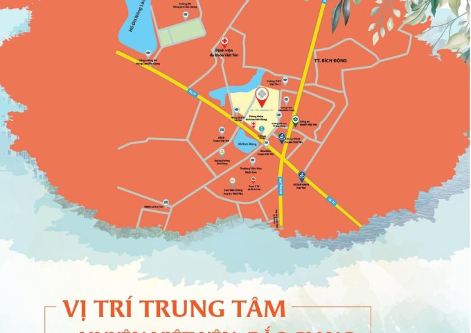 Khu đô thị Việt Yên Lakeside City, 02 Hồ điều hòa, Cạnh dân cư hiện hữu, Trung tâm thương mại.