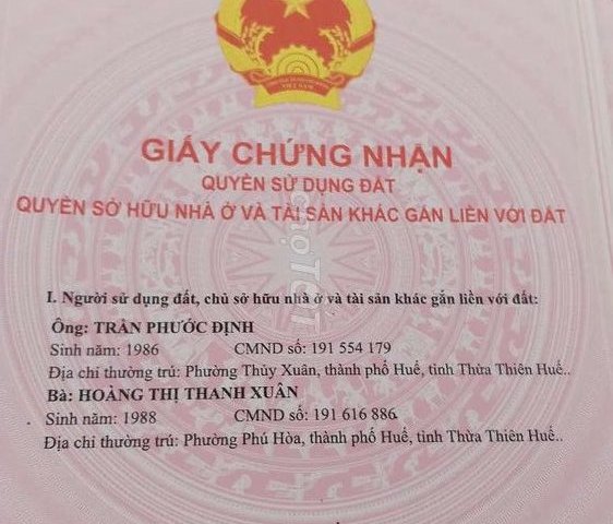 Chính chủ cần bán đất Xã Phú Mậu, Huyện Phú Vang, Thừa Thiên Huế
