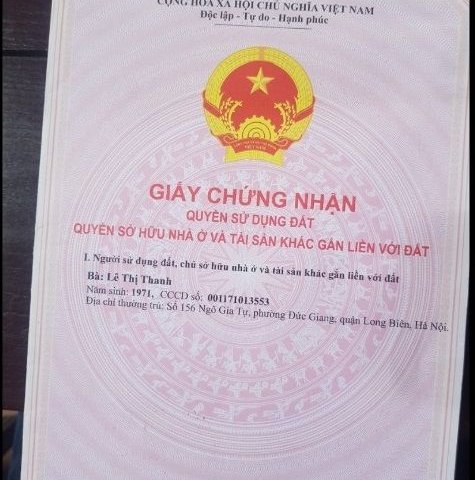 Chính chủ bán đất tại 156 Ngô Gia Tự, phường Đức Giang, Long Biên, Hà Nội