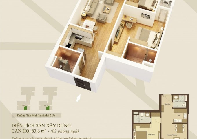 Cần bán căn hộ Mandarin tân mai 83m –giá 2ty250 0973952286