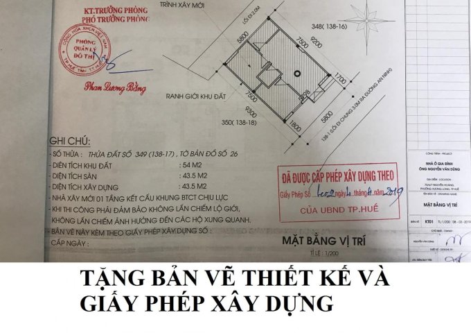 Bán đất kiệt ô tô phường Hương Long, Tp Huế, 2 mặt tiền thoáng đãng 