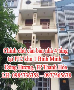 Chính chủ cần bán nhà tại P12 khu 1 Bình Minh, Đông Hương, Thành Phố Thanh Hóa.
