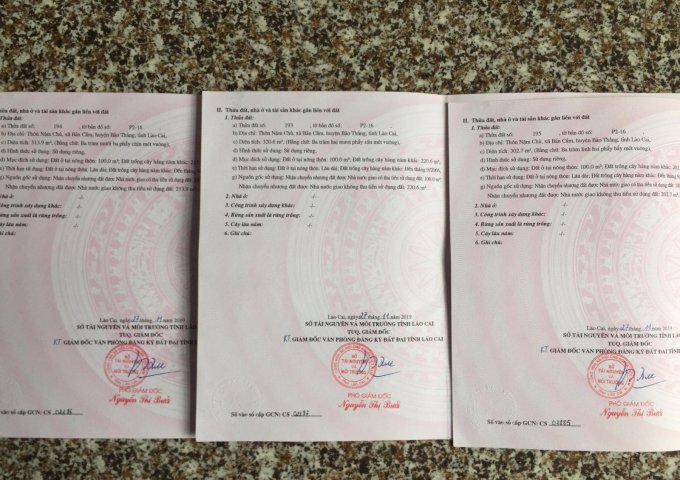 bán 3 lô liền kề bìa chính chủ tại xã Bẩn Cầm , Huyện Bảo Thắng ,Lào Cai