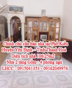Chính chủ cần bán nhà tại Phố Kiểu - Huyện Yên Định - Tỉnh Thanh Hoá.