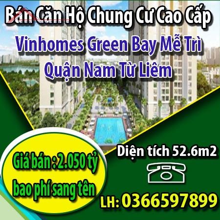 Chính chủ bán căn hộ chung cư cao cấp Vinhomes Green Bay Mễ Trì, Q. Nam Từ Liêm.