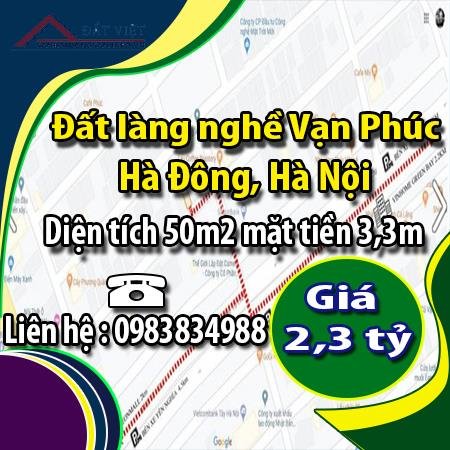 Chính chủ bán Đất làng nghề Vạn Phúc, Hà Đông, Hà Nội.