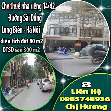 Cho thuê nhà riêng 14/42 đường Sài Đồng, Long Biên