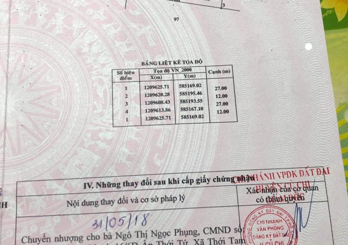 Bán đất chính chủ tại Xã Tân Phú Trung, Huyện Củ Chi, TP.HCM