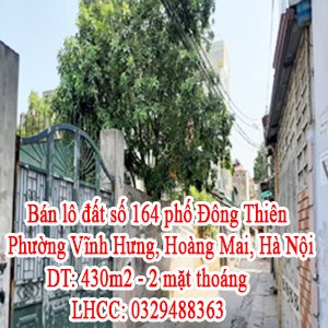 Bán lô đất số 164 phố Đông Thiên, Phường Vĩnh Hưng, Hoàng Mai, Hà Nội