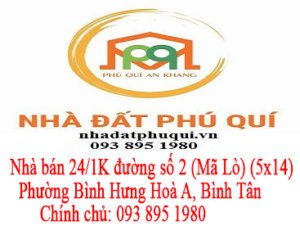 Nhà bán số 24/1K đường số 2 (Mã Lò), phường Bình Hưng Hoà A, quận Bình Tân.