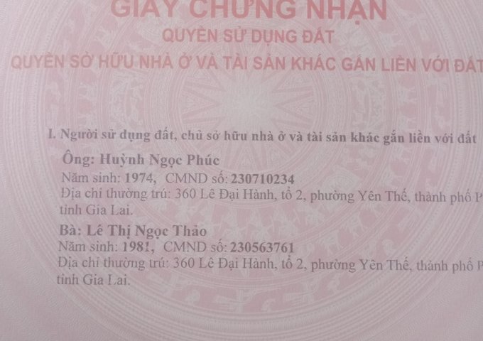 Bán đất chính chủ tại Thôn 2, Thị Trấn Phú Hoà, Huyện Chư Pah, Tỉnh Gia Lai