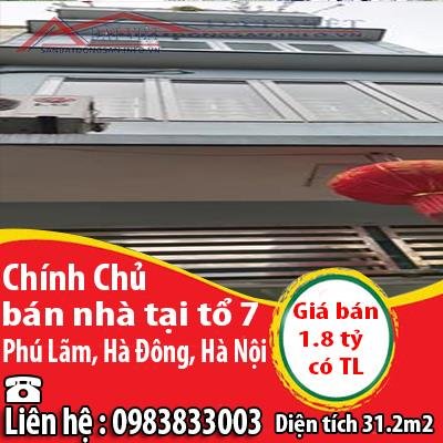 Chính chủ bán nhà tại tổ 7, Phú Lãm, Hà Đông, Hà Nội