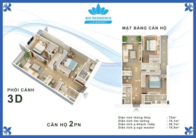 Căn hộ 3 Phòng ngủ 2.4 tỷ tại BID Tố Hữu đầy đủ nội thất LH 0989821832