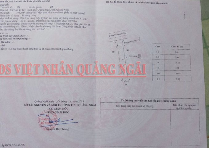 Bán đất nền dự án tại Xã Tịnh Ấn Tây, Sơn Tịnh,  Quảng Ngãi diện tích 191m2  giá 3,050 Triệu