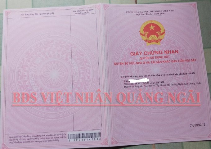 Bán đất nền dự án tại Xã Tịnh Ấn Tây, Sơn Tịnh,  Quảng Ngãi diện tích 191m2  giá 3,050 Triệu